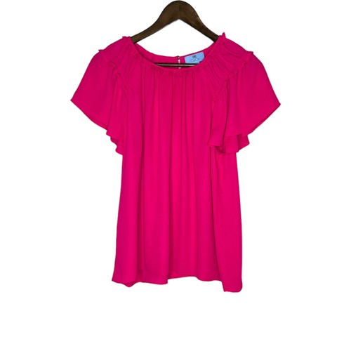 CeCe Women's Pink Blouse Top Size Medium Short Sleeve Ruffle - Bild 1 von 8