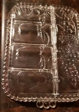 NEW Vintage Indiana Glass Co. Clear/Crystal 5-Part Relish Tray/Dish--New In Box