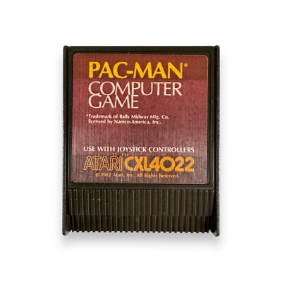 Pac-Man Computer Game Atari 400 (1982) CXL4022 Brown Label Left Cartridge