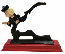 Nut Cracker Cast Iron Wood Base 7.5in German Style Collectible Unique Vintage