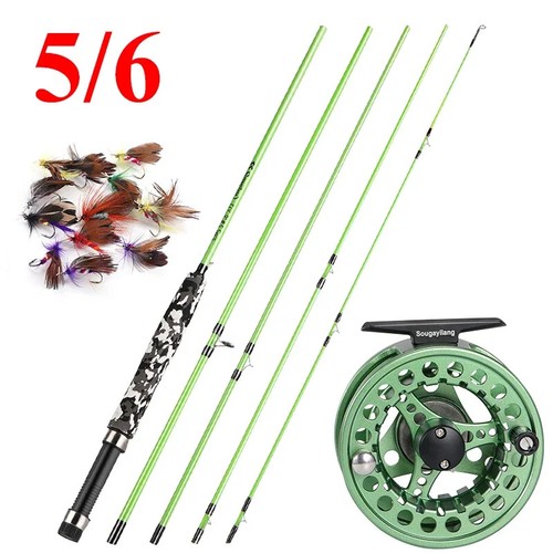 Fly Fishing Rod and Reel Combo Carbon Rod 5/6 Fly Reels Set Trout Perch Fishing - Picture 4 of 20