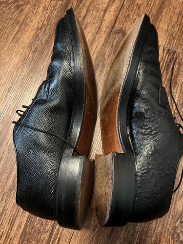 Allen Edmonds Leeds elegante Herrenschuhe Größe 11 D kieselfarbenes schwarzes Leder - Bild 5 von 14