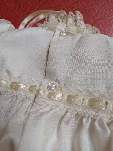 True Vintage Antik? Langes elfenbeinfarbenes Spitzen Taufkleid Taufe Newborn SCHÖN - Bild 22 von 24