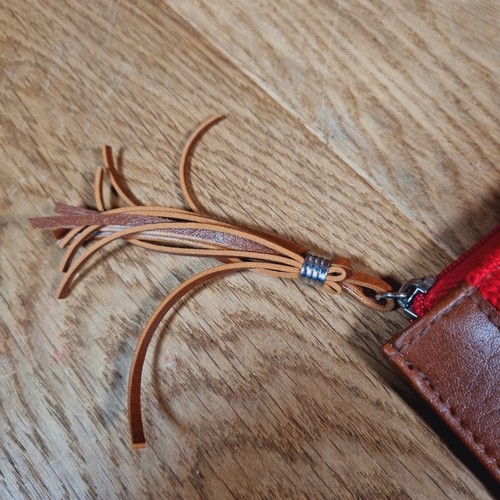 Tommy Hilfiger Cartera para Tarjetas y Monederos Marrón Rojo Imitación Cuero Borla Monedero - Imagen 3 de 11