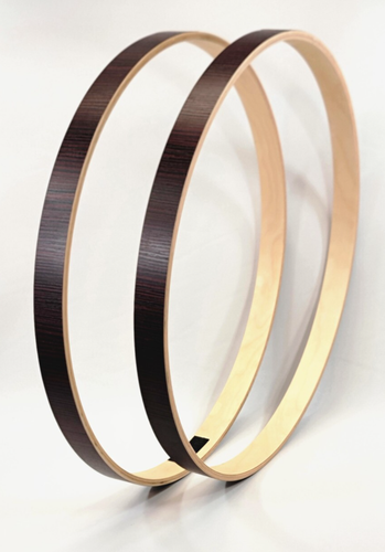 MAPEX 22" Wood Bass Drum Hoops, Natural with Bloodwood Wrap