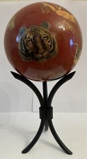 Vintage Globe On Stand. Wild Animals. Papier-Mache. One Of A Kind
