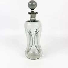 Vintage MCM Holmegaard Jacob Bang Kluk Kluk Glass Decanter Smoke Gray 12 Inches