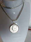 1964 kennedy half dollar Coin Necklace 90% Silver US Mint Coin  BU . $95.00