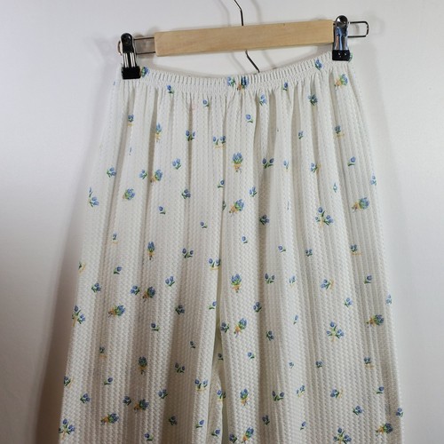 Pantalones de salón de pijama de colección tejido térmico gofre cintura elástica talla pequeña dobladillo de lechuga - Imagen 2 de 6