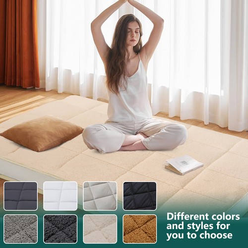 NAIZEA 4 In Folding Mattress Foldable Sherpa Fleece Mattress Dual-Use Tatami Mat - Picture 18 of 70