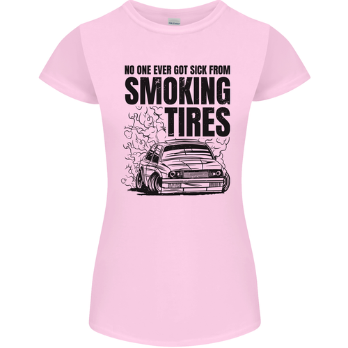 Car Drifting Burning Tires Womens Petite Cut T-Shirt - Picture 13 of 55