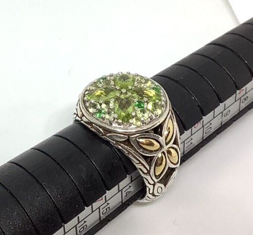 Anillo de tsavorita peridoto de plata esterlina de oro de 18 quilates John Hardy Kawung talla 6 - Imagen 10 de 11