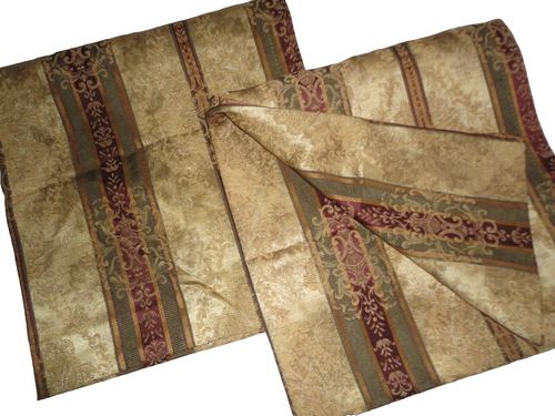 CROSCILL TOWNHOUSE GREEN GOLD BURGUNDY STRIPE FLEUR (PAIR) PANELS CURTAIN 42X84 - Picture 5 of 7