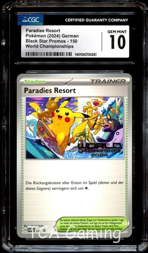 CGC 10 GEM MT Paradise Resort SVP150 WORLD CHAMPIONSHIPS GERMAN Pokemon Card 261