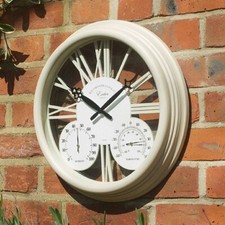 Exeter Quartz Analogue Wall Clock w/ Thermometer & Hygrometer for Home or Garden