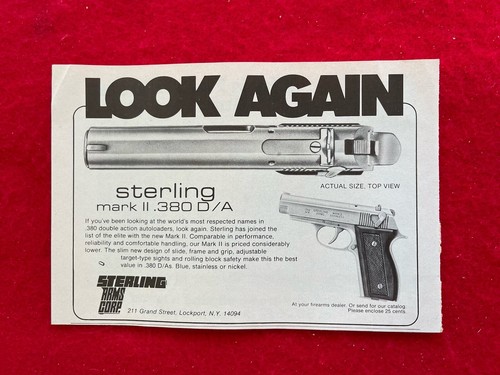 Vintage 1980 Print Ad Sterling Arms Mark II .380 Double Action Autoloader
