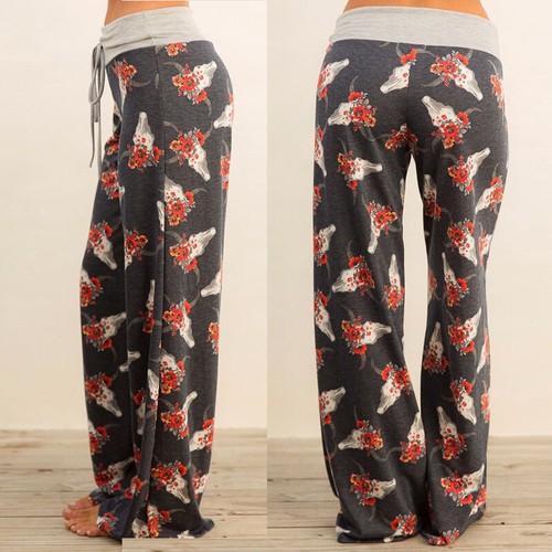 Pantalon femme Palazzo jambes larges taille haute long ample décontracté pantalon leggings États-Unis - Photo 21/31