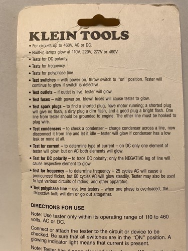 Klein Tools 69135 Multi-Volt Twin-Lead Tester 110-220-277-460 Volts AC or DC NEW - Picture 2 of 7