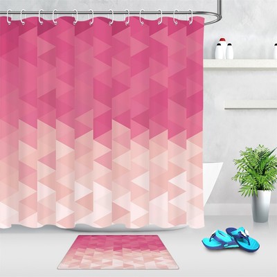 72 x72‘ Pink Geomertic Shower Curtain for Bathroom Multicolor Red Pink Orange Art Striped Iridescent Bathroom Curtains Fabric Waterproof Decoration