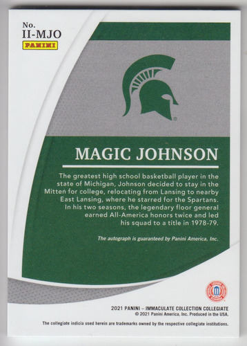 2021 Panini Immaculate Collection Collegiate Magic Johnson Red Ruby Auto 14/25 - Picture 2 of 2