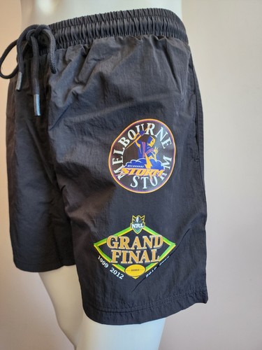 Mitchell & Ness Melbourne Storm NRL Mens Black Badge Nylon Shorts Size M New - Picture 3 of 7