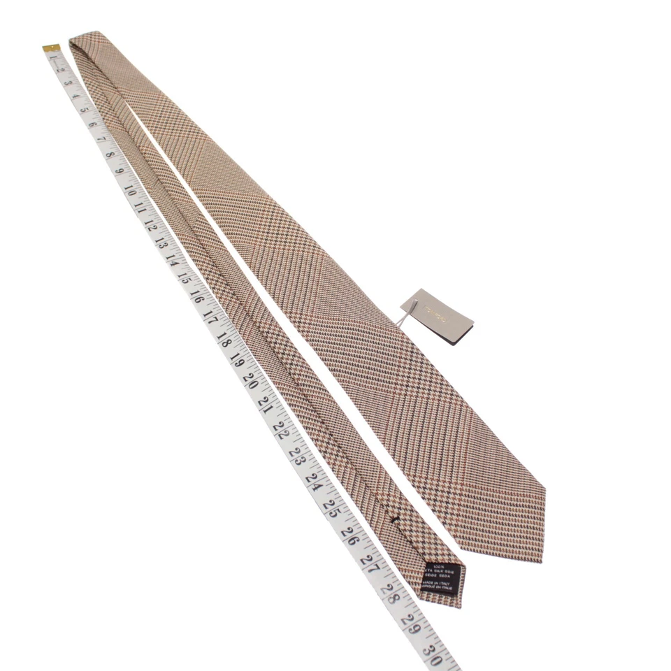 Tom Ford новый с Ярлыками галстук в коричневый/бежевый/оранжевый клетку 100% шелк сделано в Италии - Изображение 3 из 4