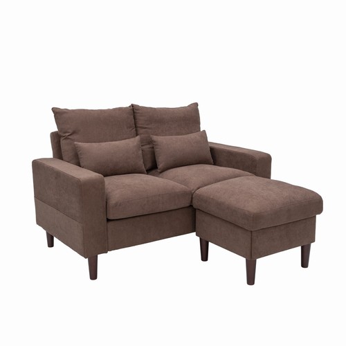 Modern 2 Seat Loveseat Sectional Sofa Couch with Ottoman for Bedroom Small Space - Picture 26 of 62