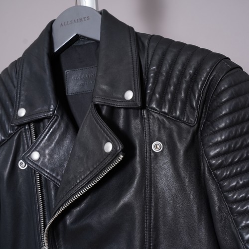 ALL SAINTS Leather Jacket EXTRA SMALL Mens Black XS Biker Bomber Grail ESTELLO - Picture 13 of 24