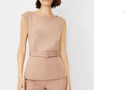 Elegant Ann Taylor The Belted Double Knit Top