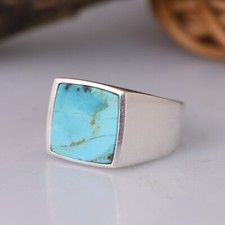 Men's Ring Punk Rock Smooth 925 Silver Signet Ring For Hip Hop Party Jewelry