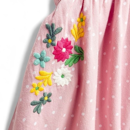 Mini Boden Floral Embroidered Pinafore Dress Boto Pink Pin Spot Girls 7-8 Years - Picture 5 of 13