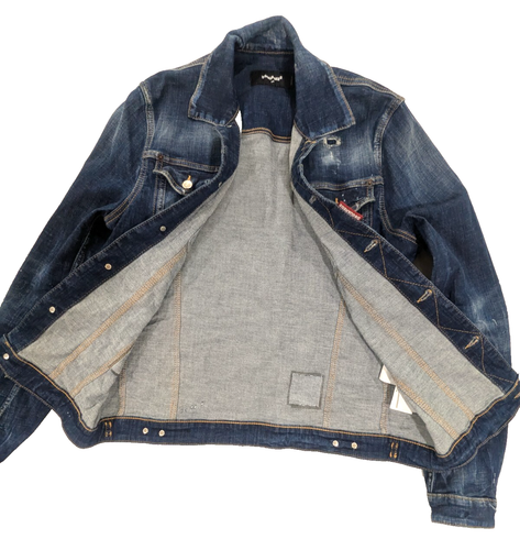 DSQUARED2 men's denim jean jacket size 54IT. (44 US) Distressed Blue Trucker - Picture 9 of 22