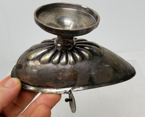 Antique Unusual Silverplate Brass Sheffield Early Dish Pitcher Spoon Warmer - Picture 9 of 9