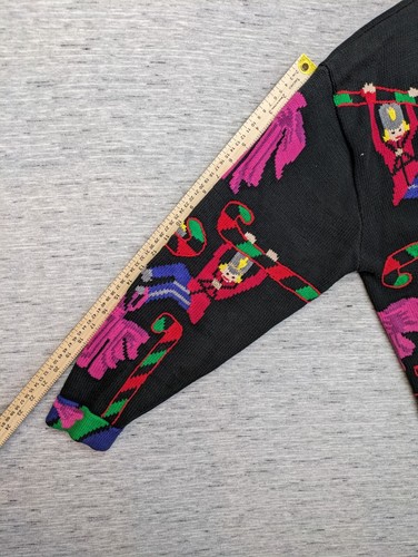 VTG Jack B Quick Belle Point Christmas Cardigan 90s Sz M Allover Print Buttons - Picture 12 of 13