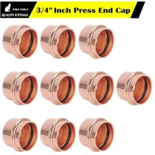 3/4" Press Copper End Cap Propress Pressure Fittings Lead Free - Lot of 10