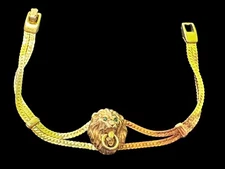Rare Vintage Napier Lion Head Door Knocker Gold Plated Bracelet Pristine EUC