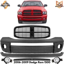 Front Bumper Cover Paintable & Grille Assembly For 2006-2009 Dodge Ram 1500