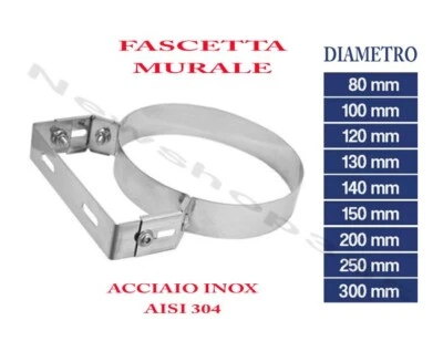 EUROPROFIL FASCETTA MURALE IN ACCIAIO INOX AISI304 STAFFA PER TUBO CANNA FUMARIA MONOPARETE