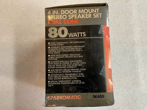 Sparkomatic KS400 Speakers  4" x 4" Door Mount Dual Cone Compact 80 BOOMING WATT - Picture 2 of 9