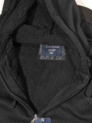 TRACKSUIT Mens 2-Piece Fleece 2XL Hooded Sweatshirt & Jogger Pants Set Black - Picture 8 of 16