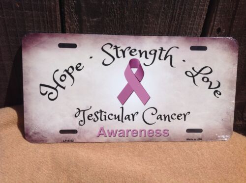 Hope Strength Love Testicular Cancer Awareness Ribbon Auto Truck License Plate