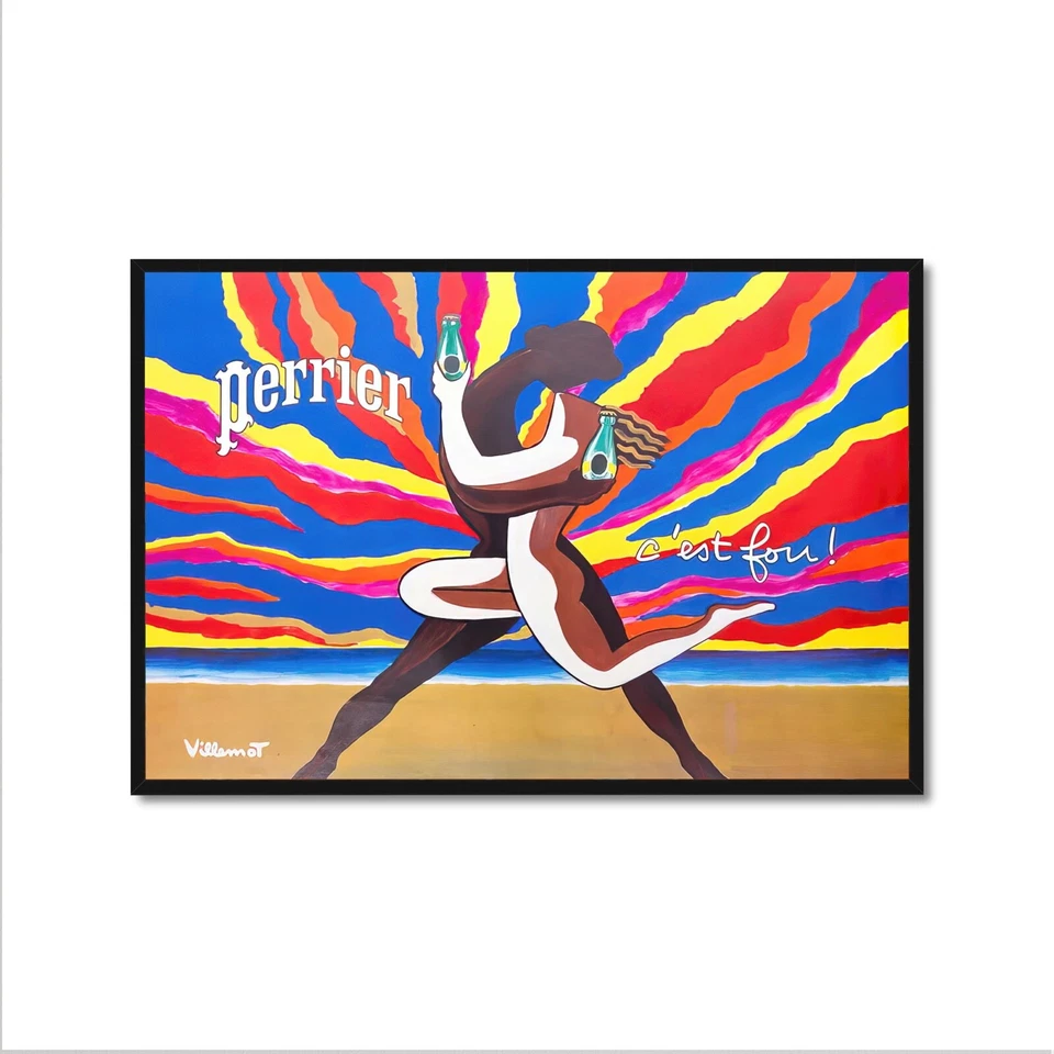 Póster de bebida vintage, pareja bailando Perrier por Bernard Villemot, 1980 Foto 2 de 4