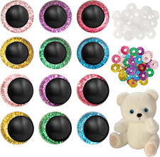 96Pcs Safety Eyes for Amigurumi, 6 Colors 18Mm Large Glitter Safety Eyes with Wa