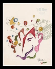 Harlequin at Play 2000 C Peterson * Abstract Jester Clown Face * Orig'l Painting