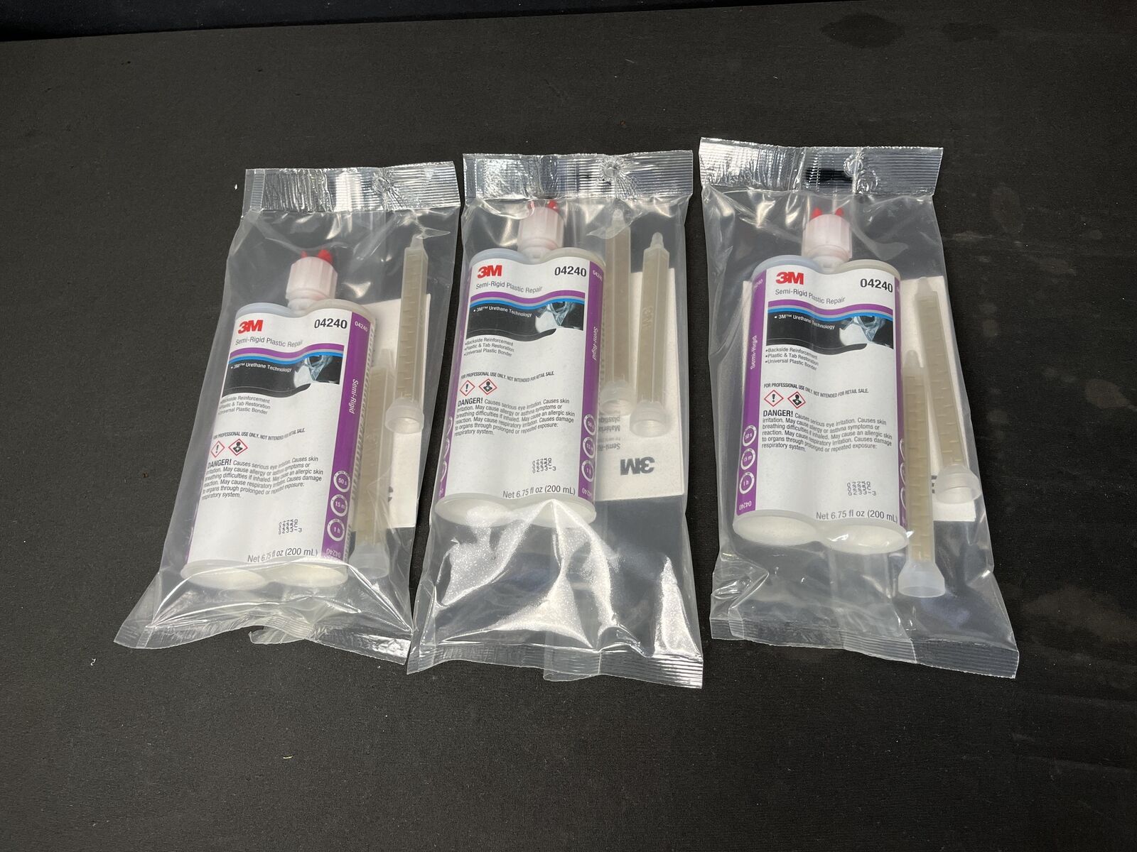 3M Duramix 04240 Lot of 3 Semi-Rigid Plastic Repair Urethane 200Ml New Open Box