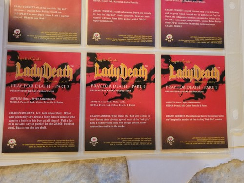 Lot 9 LADY DEATH 1994 Chromium Cards Chaos Comics with 2 Triptych Tryptic sets - Picture 8 of 10