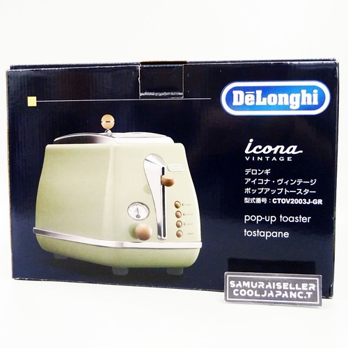 DeLonghi Pop-up Toaster ICONA Vintage Collection CTOV2003J-GR Olive Green NEW - Picture 1 of 16