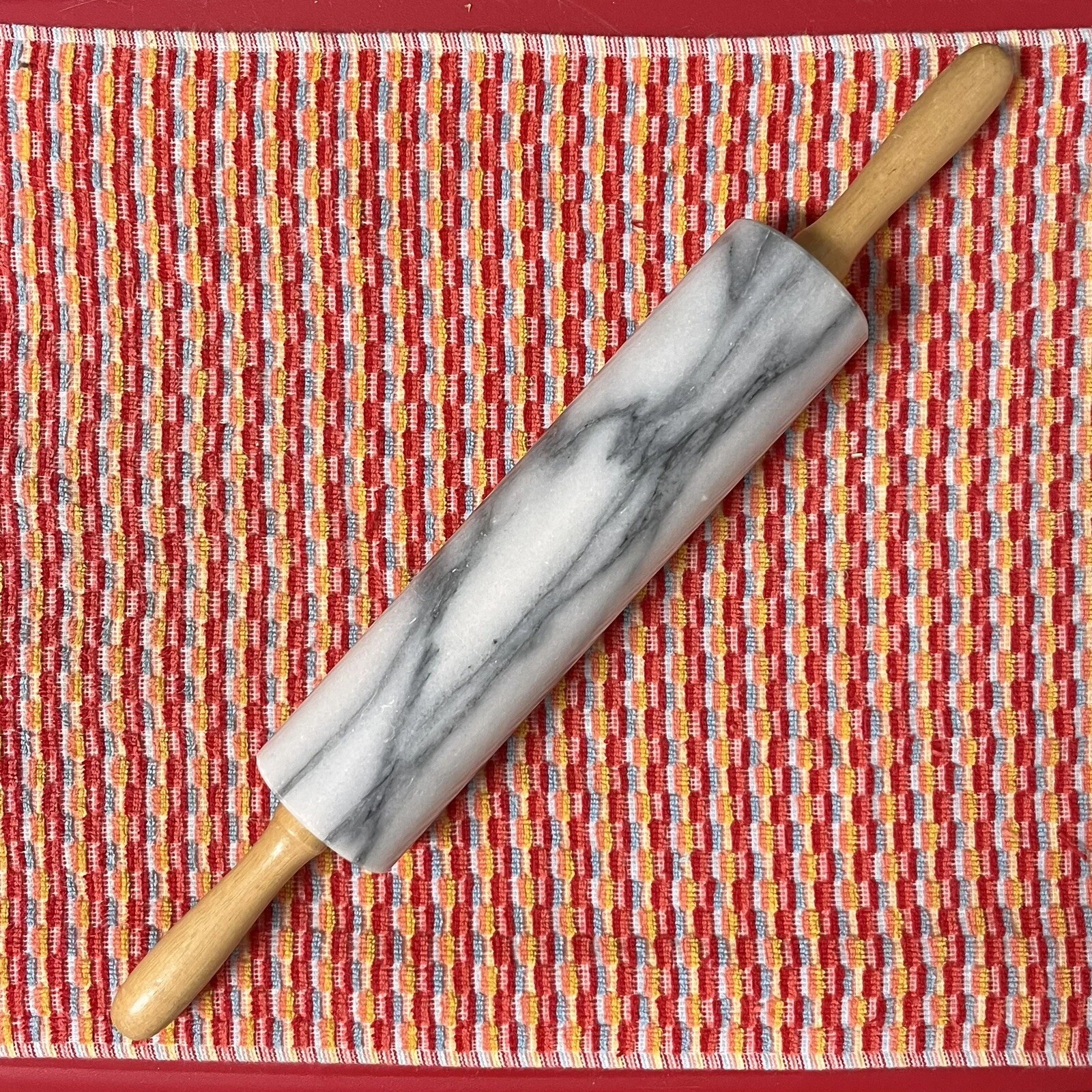 White Grey Black MARBLE ROLLING PIN WOODEN HANDLES 18” (10” Roller) X 2.5” Wide