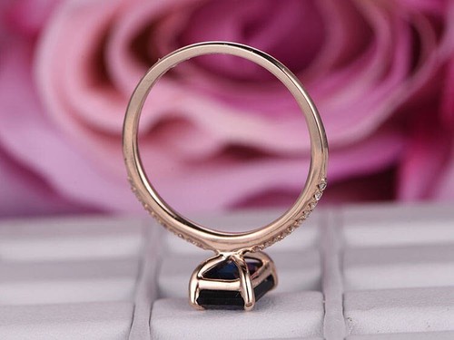 2.15 Ct Emerald Natural Sapphire Diamond Engagement Ring 14K Rose Gold Size 8 - Picture 3 of 7