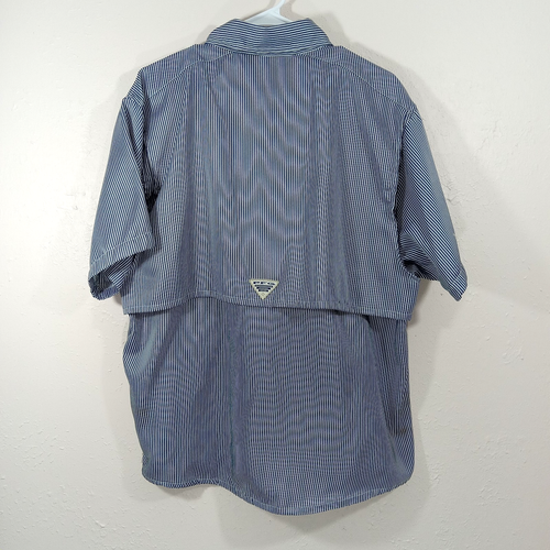 Columbia PFG Striped Blue Fishing Golf Omi-Shade Size M/L** Read For Size** - Picture 2 of 3